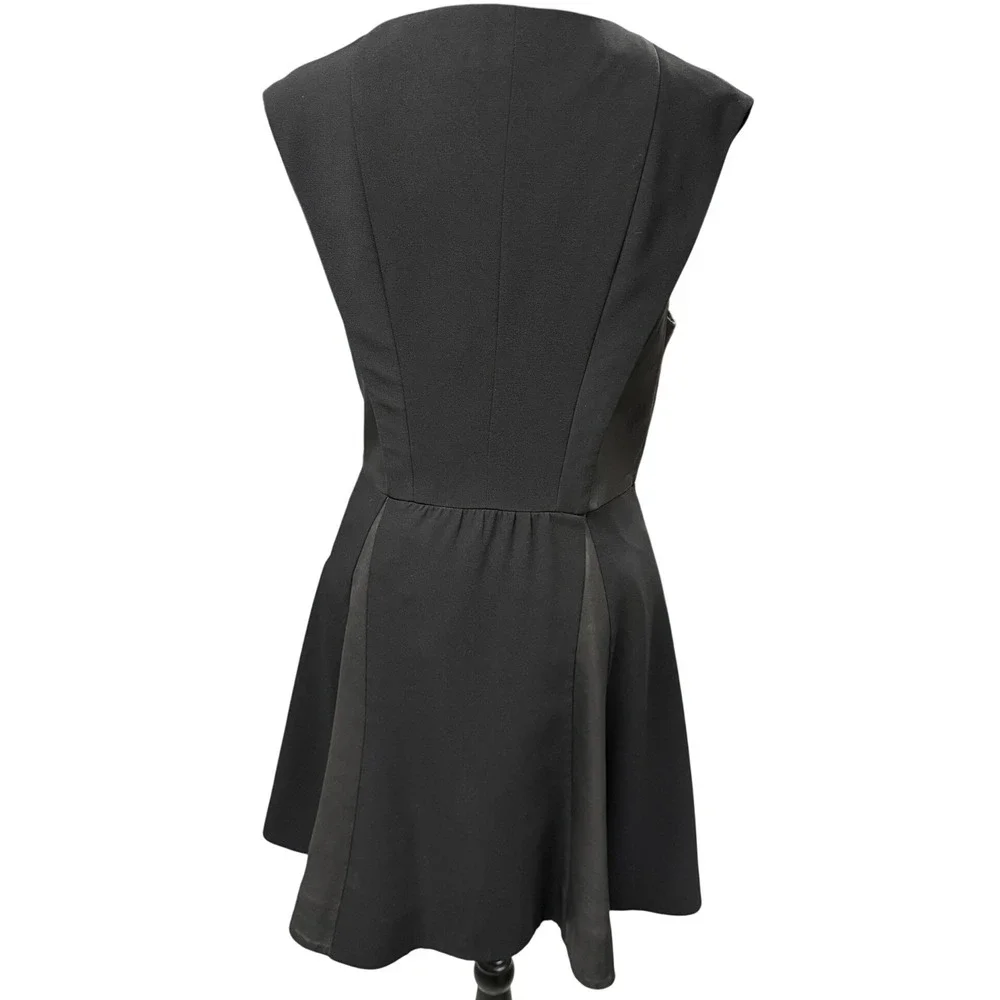 Rag & Bone Black Fit Flare Dress Lamb Leather Panels 8 USA Made Minimalist Chic - Picture 3 of 17